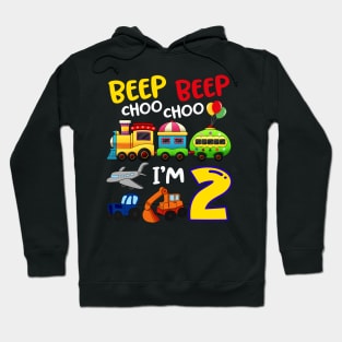 Beep Beep Chooo Chooo I am 2 Birthday Kids Hoodie